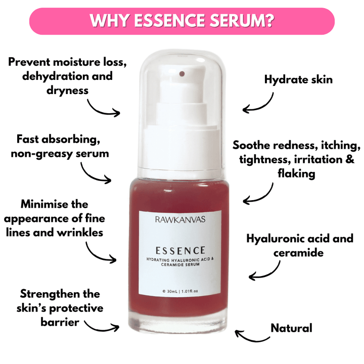 Essence: Hydrating Hyaluronic Acid & Ceramide Serum - RAWKANVAS NZ