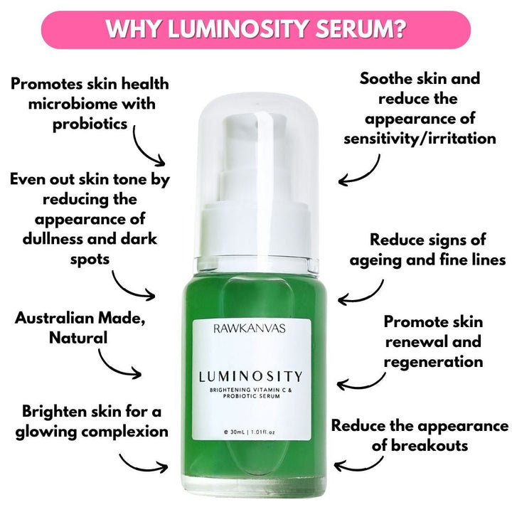 Luminosity: Brightening Vitamin C & Probiotic Serum - RAWKANVAS NZ