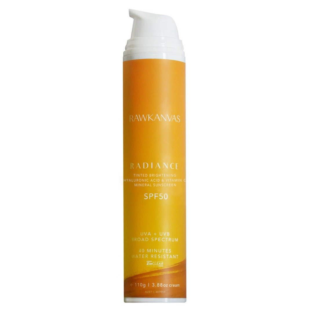 Radiance: Tinted Brightening Hyaluronic Acid & Vitamin C Mineral Sunscreen SPF50 - RAWKANVAS NZ